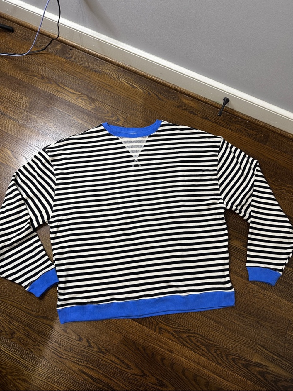 NWT Free People Black Combo Striped Sweatshirt-Size Small
